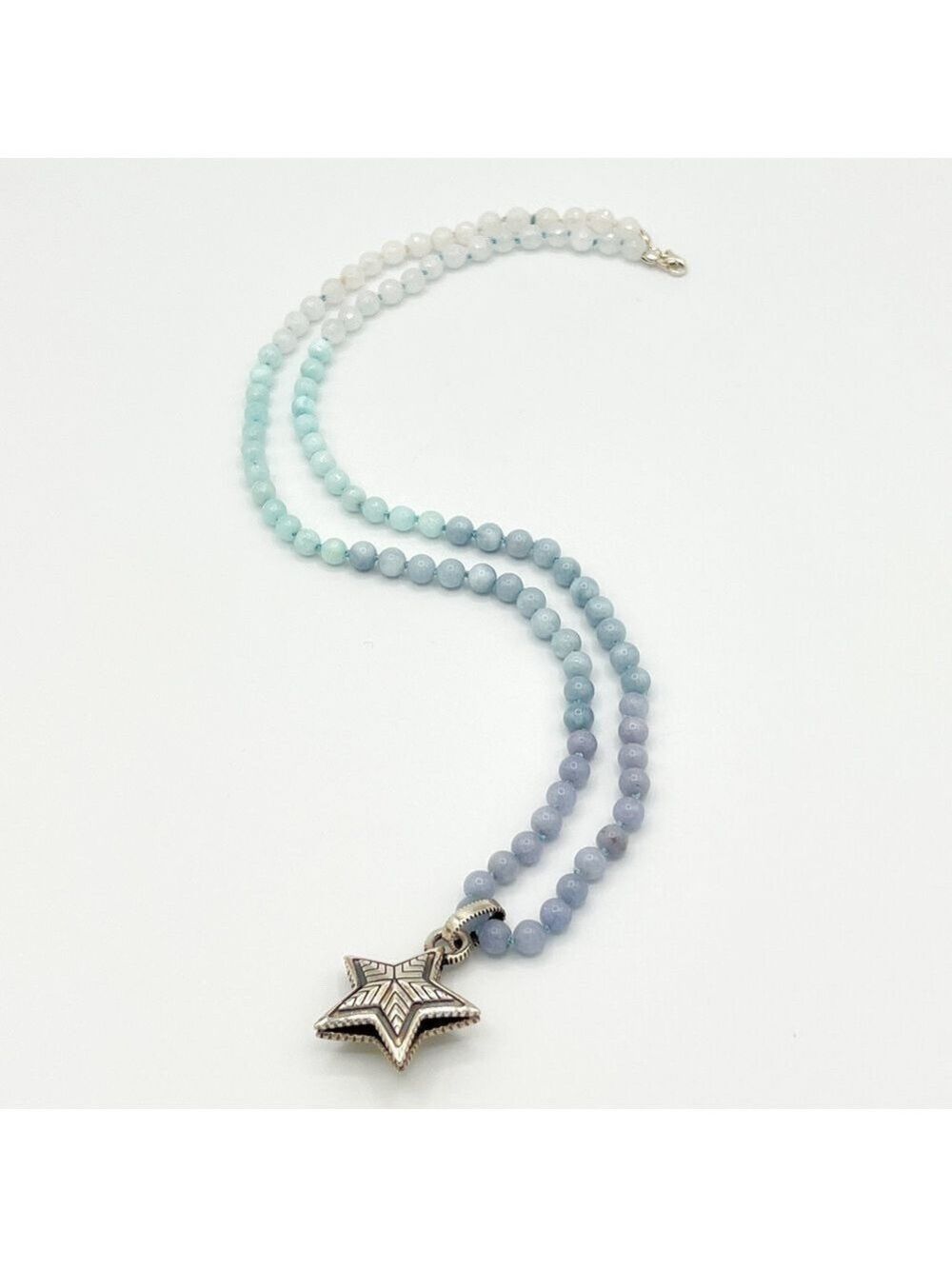 Ombré semi precious stones and 925 heart pendant